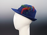 Hat, Schiaparelli French, wool, feather, French