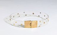 Evening belt, Elsa Schiaparelli (Italian, 1890–1973), plastic (cellulose acetate), metal, French