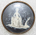 Button, ivory, glass, French