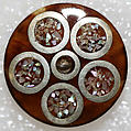 Button, horn, mother-of-pearl, paper, metal, British