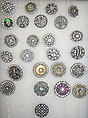Button, metal, paste, French