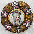 Button, ivory, rhinestones, metal, French