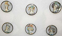 Button, ivory, rhinestones, metal, French