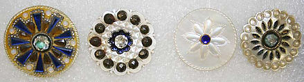 Button, mother-of-pearl, paste, metal, French