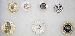 Button, mother-of-pearl, paste, metal, French