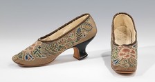 Slippers, silk, leather, French