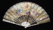 Fan, Mother-of-pearl, metallic, paper, glass, French
