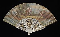 Fan, Mother-of-pearl, metallic, paper, glass, French