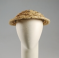 Hat, Sally Victor (American, 1905–1977), Straw, metal, American