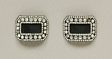 Shoe buckles, Rhinestones, metal, silk, probably French