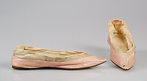 Slippers, Leather, cotton, possibly American