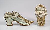 Shoes, Silk, metallic, probably British