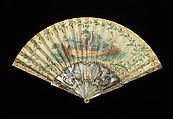Fan, mother-of-pearl, paper, gouache, probably French