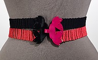 Evening belt, Elsa Schiaparelli  Italian, silk, plastic (cellulose acetate, cellulose nitrate), French