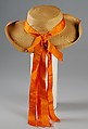 Hat, Schiaparelli (French, founded 1927), Straw, silk, French