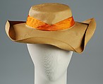 Hat, Schiaparelli (French, founded 1927), Straw, silk, French