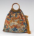 Evening bag, silk, metal, glass, American