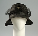Dinner cloche, Balch, Price & Company American, Straw, horsehair, rhinestones, plastic, American