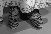 Bootees, wool, leather, metal, American