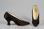 Evening pumps, Silk, beads, American