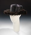 Hat, Henri Bendel, straw, feathers, American