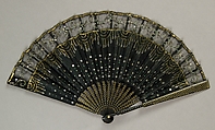 Fan, Brasseur (French, founded 1852), Wood, silk, sequins, metal, paper, French