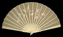 Fan, ivory, silk, mother of pearl, plastic, Japanese
