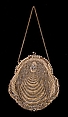 Evening bag, Silk, rhinestones, pearl beads, metal, American