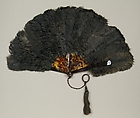 Fan, Tortoiseshell, feather, silk, possibly French