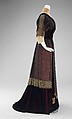Dinner dress, Redfern (1847–1940), silk, metal, British