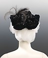 Evening hat, Atherton Fine Millinery, silk, feather, jet, metal, beads, American