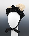 Evening bonnet, Mangin Maurice, silk, feather, rhinestones, metal, French