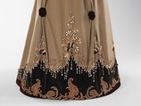 Evening dress, silk, wool, rhinestones, metal, American