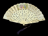 Fan, Ivory, metallic, metal, glass, paper, mother-of-pearl, probably Spanish