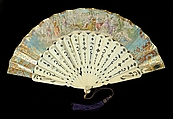 Fan, Ivory, metallic, metal, glass, paper, mother-of-pearl, probably Spanish