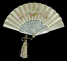 Fan, Mother-of-pearl, silk, metal, metallic, American