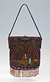 Evening purse, glass, silk, metal, probably French