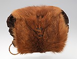 Muff, fur, silk, plastic, American