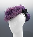 Dinner hat, Kathleen, Inc., wool, feathers, American