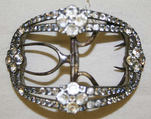 Shoe buckles, metal, rhinestone, French