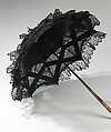 Parasol, silk, tortoiseshell, wood, metal, American