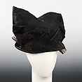 Dinner hat, Crocker, silk, feathers, American