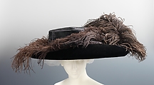 Hat, silk, feathers, wool, American