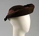 Hat, Bonwit Teller & Co. (American, founded 1907), Wool, silk, American