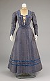 Dress, silk, wool, cotton, American