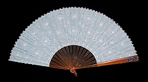 Fan, plastic, metal, linen, silk, American