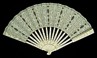 Fan, Ivory, metal, silk, sequins, French
