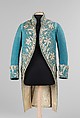 Court coat, wool, metal, silk, glass, probably British