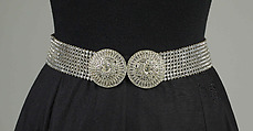 Evening belt, Metal, rhinestones, American