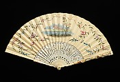 Fan, ivory, parchment, gouache, paint, French